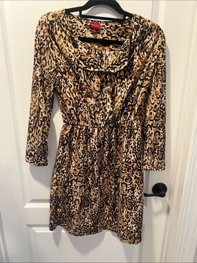 Merona Leopard Print Long Sleeve Dress in Brown and Black